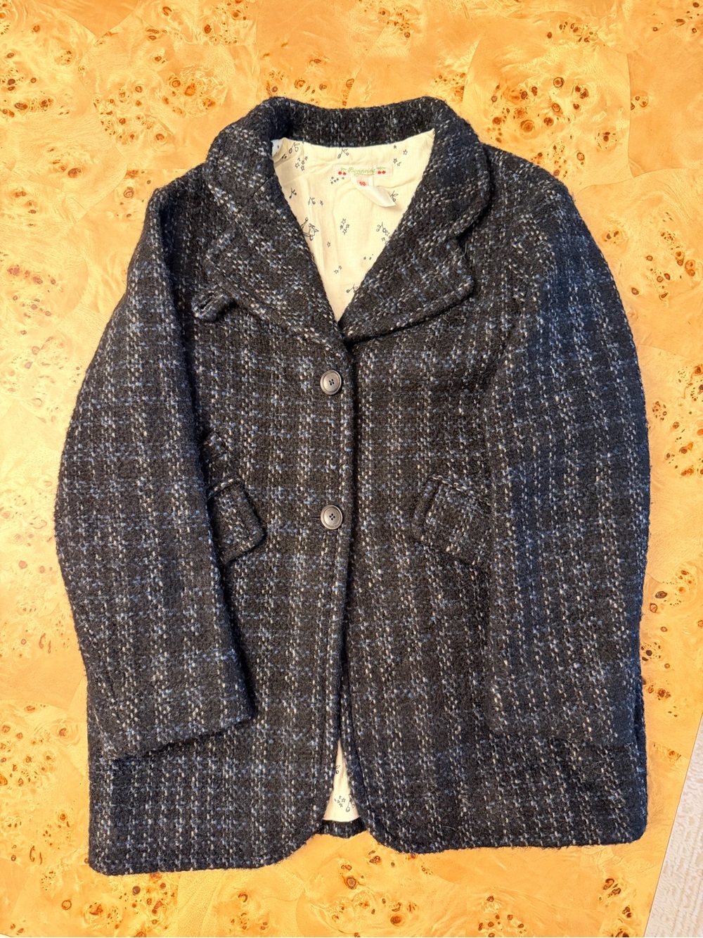 Bonpoint Men’s Navy & Charcoal Plaid Pea Coat
